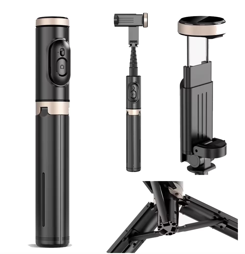 TikTok Aluminum Phone Tripod Stand with Remote Control 360 Rotation Flexible Portable Selfie Stick for Camera Outdoor Using